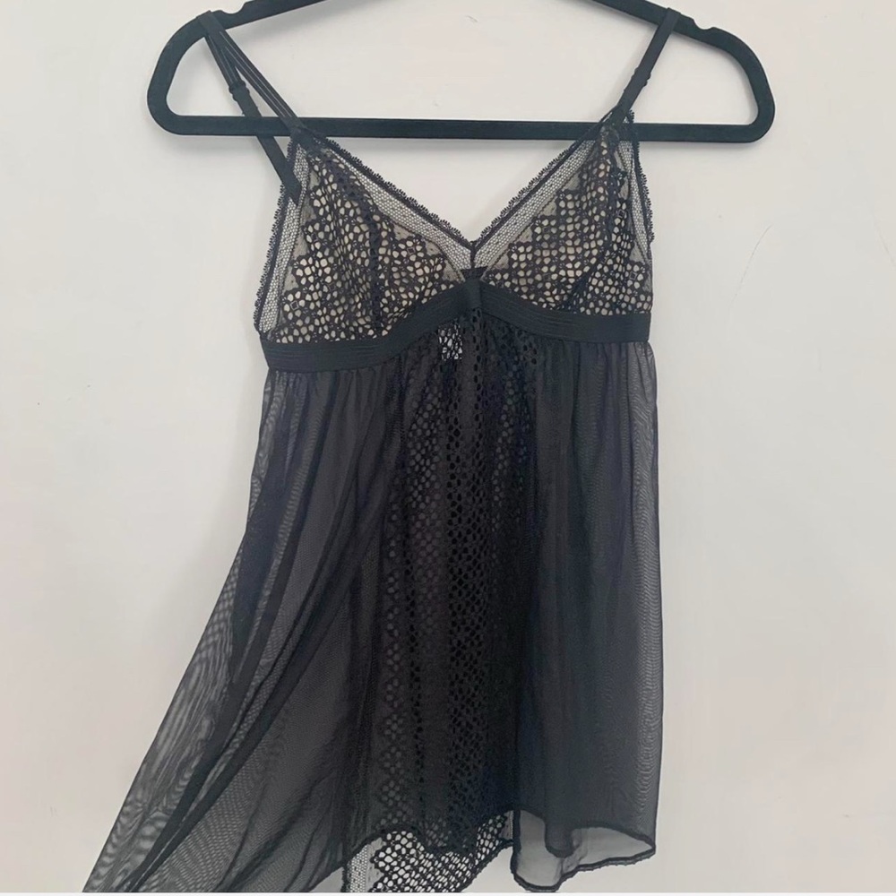 DKNY black lace and mesh babydoll - size Large